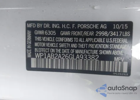 2016 Porsche Cayenne S from USA, damaged, VIN WP1AB2A26GLA93382